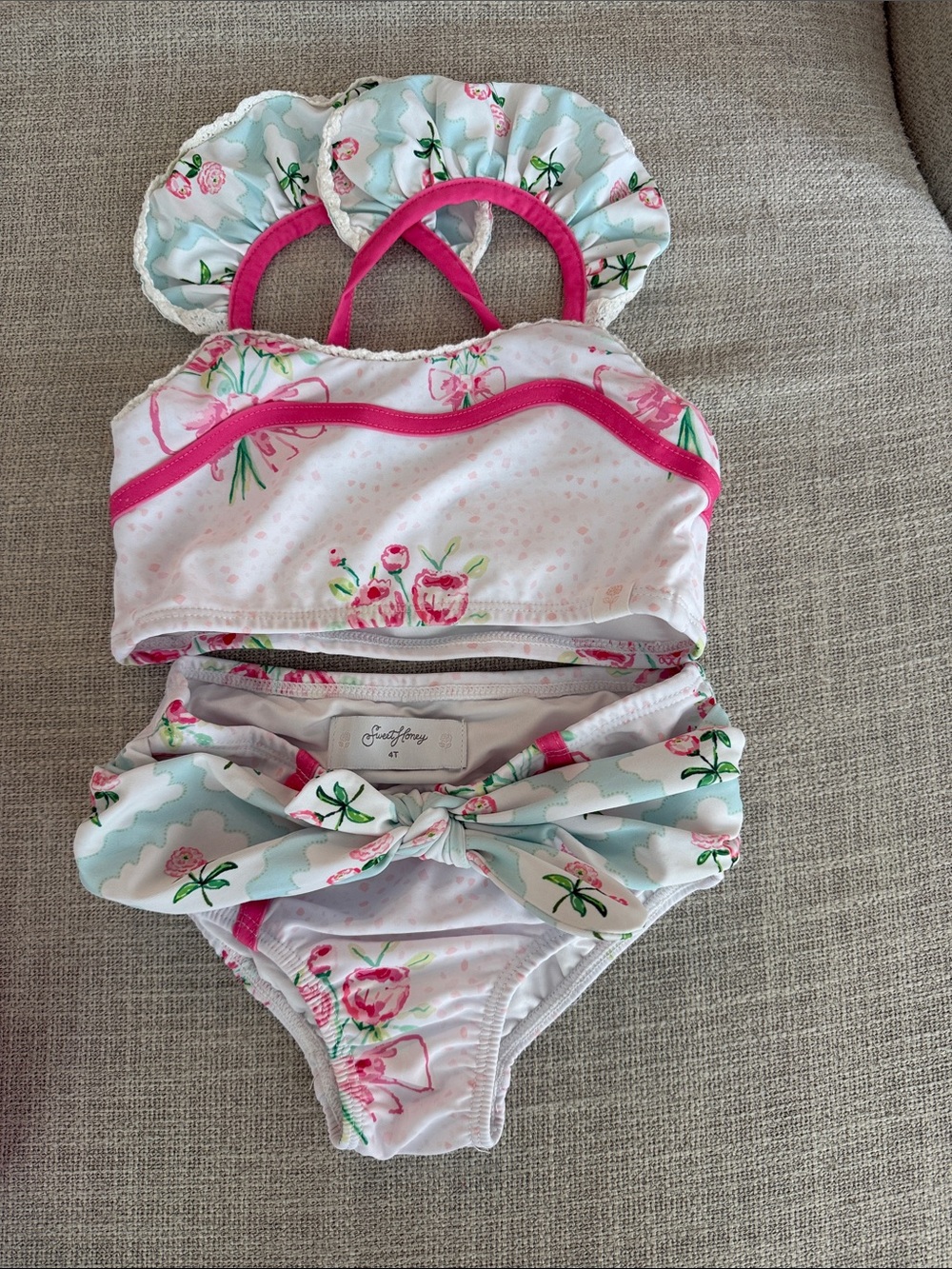 SweetHoney Pink & Mint Floral Ruffle Two-Piece Swimsuit